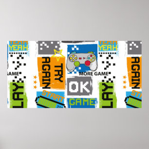 Typografie Spiel Pixel Druck. Game-Abbildung Poster