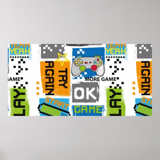 Typografie Spiel Pixel Druck. Game-Abbildung Poster (Vorne)