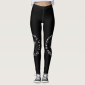 Typografie Spooky Vibes Nur Schwarz-weißes Hallowe Leggings (Vorderseite)