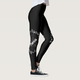 Typografie Spooky Vibes Nur Schwarz-weißes Hallowe Leggings