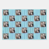 Typografie Square Fotos Chic Icy Light Blue Geschenkpapier Set (Vorderseite 2)