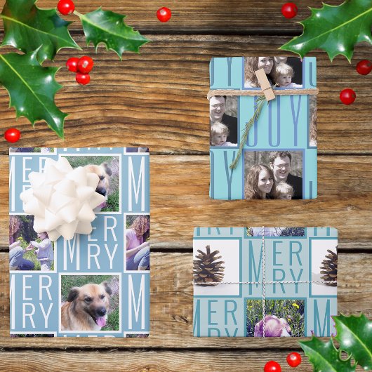 Typografie Square Fotos Chic Icy Light Blue Geschenkpapier Set