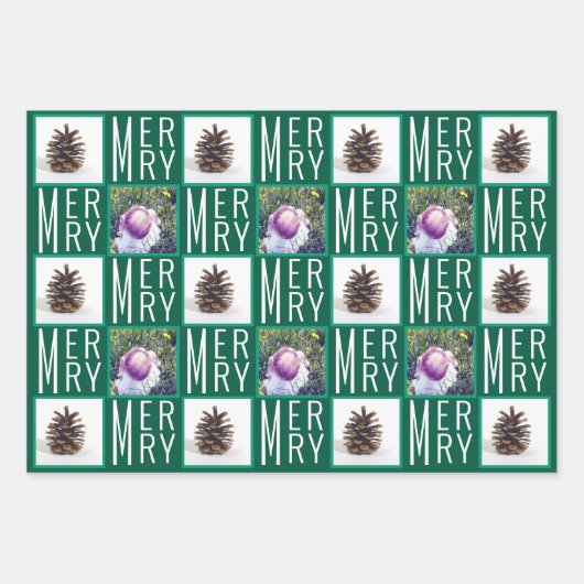 Typografie Square Fotos Traditionelle Farben Geschenkpapier Set (Vorderseite 3)