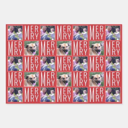 Typografie Square Fotos Traditionelle Farben Geschenkpapier Set (Vorderseite)