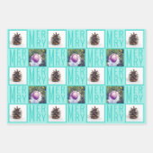 Typografie Square Fotos Türkis Niedlich Retro Geschenkpapier Set (Vorderseite 3)