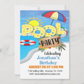 Typografie Summer Birthday Pool Party Einladung (Vorderseite)