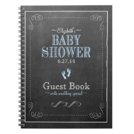 Typografie-Tafel-blaues Babyparty-Gast-Buch Notizblock