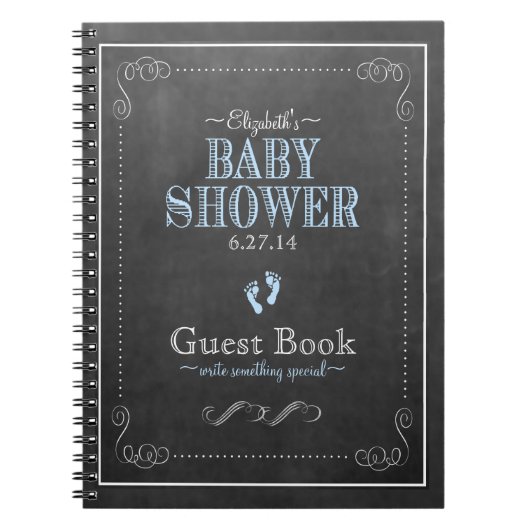 Typografie-Tafel-blaues Babyparty-Gast-Buch Notizblock (Vorderseite)