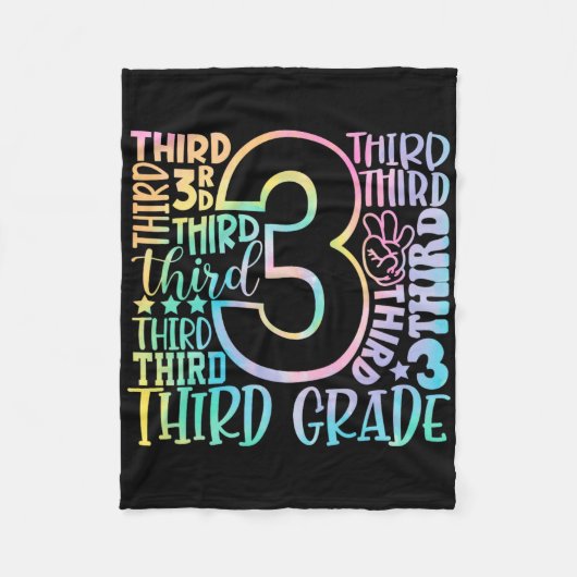 Typografie-Team-Tie-Dye-Ck-Zur-Schule-Tea 3. Klass Fleecedecke (Vorderseite)