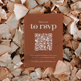 Typografie Terracotta QR Code Wedding RSVP Karte