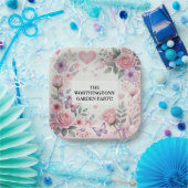 Typografie Text Blumenherzen romantische Aquarellf Pappteller (Party)