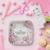Typografie Text Blumenherzen romantische Aquarellf Pappteller (Party)