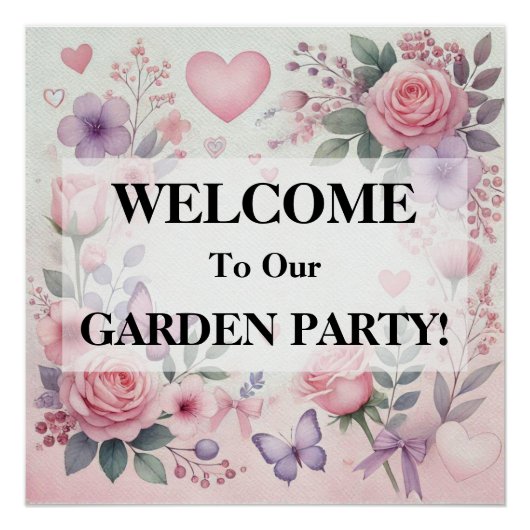 Typografie Text Blumenherzen romantische Aquarellf Poster (Vorderseite)