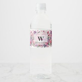 Typografie Text florale Herzen romantische Wasserf Wasserflaschenetikett