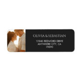 Typografie Text Foto Black Return Address Label (Vorne)