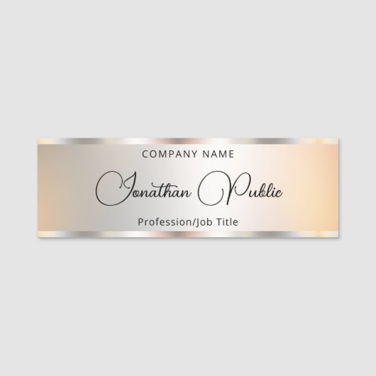 Typografie Text Silver Template Elegant Modern Namensschild (Vorderseite)