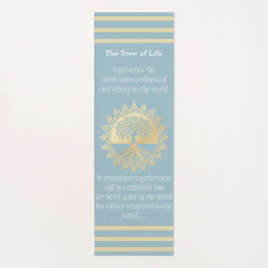 Typografie Tree of Life Blue und Gold Yoga Mat Yogamatte (Vorderseite)