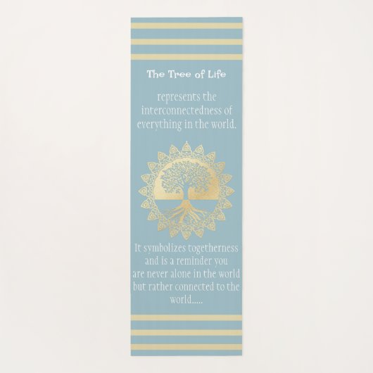 Typografie Tree of Life Blue und Gold Yoga Mat Yogamatte (Rückseite)