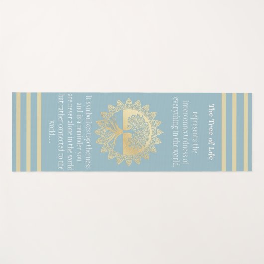 Typografie Tree of Life Blue und Gold Yoga Mat Yogamatte (Vorderseite (Horizontal))