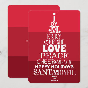 Typografie Tree White auf der Berry Red Modern Feiertagskarte