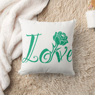 Typografie trifft Natur: Die Rose der Liebe Kissen