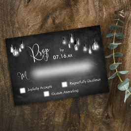 Typografie UAWG Edison Lights auf Chalkboard RSVP Karte