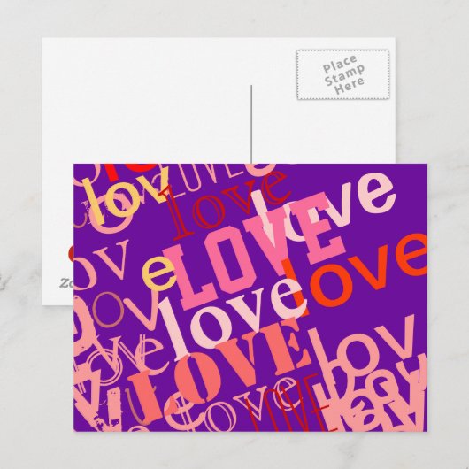 Typografie über Liebe Postkarte (Vorne/Hinten)