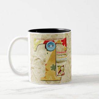 Typografie überall, zweifarbige tasse
