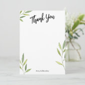 Typografie und grüne Aquarellfolien Dankeskarte (Stehend Vorderseite)