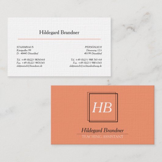Typografie und Lachs Visitenkarte (Vorne/Hinten)