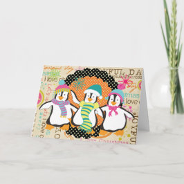 Typografie und Pinguine Holiday Grußkarte Feiertagskarte