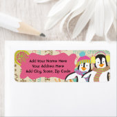 Typografie und Pinguine, weiße Adressenmarken (Insitu)