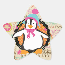 Typografie und Pinguine Whimsy-Star-Aufkleber Stern-Aufkleber
