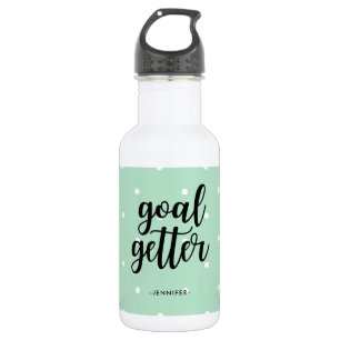 Typografie und Punkte   Mint Green Goal Getter Trinkflasche