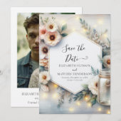 Typografie Unique Mason Jar Wedding Save The Date (Vorne/Hinten)