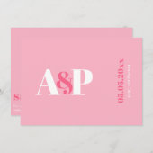 Typografie Vibranntes Pink Magenta Monogram Weddin Save The Date (Vorne/Hinten)