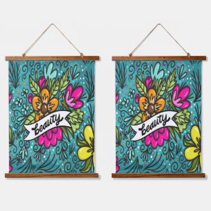 Typografie, Vintage-Stil, Retro-Vibe, Wasserfarbe, Wandteppich Mit Holzrahmen