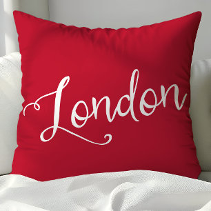 Typografie von Chic Red und White London England Kissen