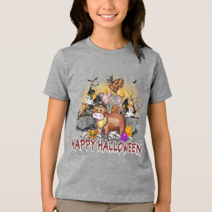 Typografie von niedlichen Halloween-Nutztieren Tri-Blend Shirt