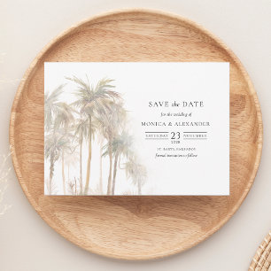 Typografie von tropischen Palmen Save the Date