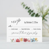Typografie Watercolor Wildblume Song Request RSVP Karte (Stehend Vorderseite)