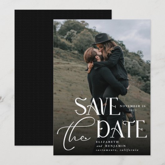 Typografie Wedding Foto Save The Date (Vorne/Hinten)