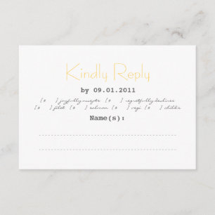 Typografie Wedding RSVP in Grau und Gelb Karte