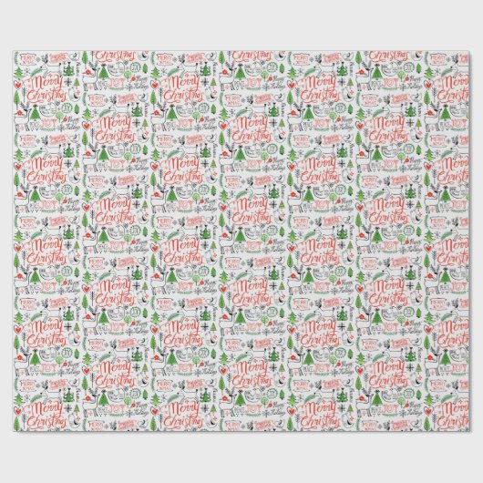 Typografie-Weihnachtszettel Geschenkpapier (Flach)