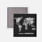 Typografie-Weltkarte Magnet (Vorderseite/Rückseite)