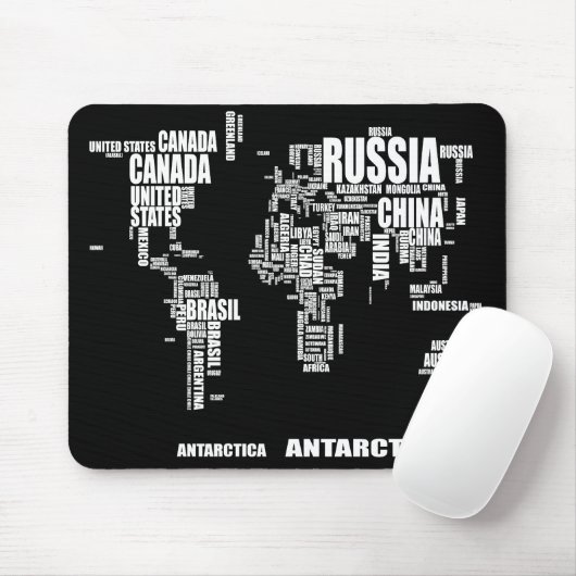 Typografie-Weltkarte Mousepad (Mit Mouse)