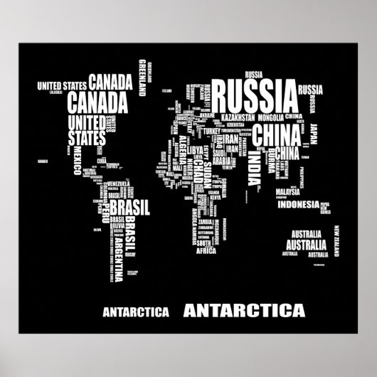 Typografie-Weltkarte Poster (Vorne)
