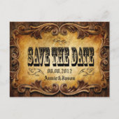 Typografie Western Land Hochzeit Save the Date Ankündigungspostkarte (Vorderseite)