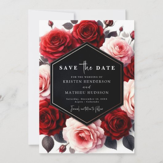 Typografie Whimsical Crimson Red Wedding Save The Date (Vorderseite)