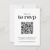 Typografie White QR Code Wedding RSVP Karte (Vorderseite)